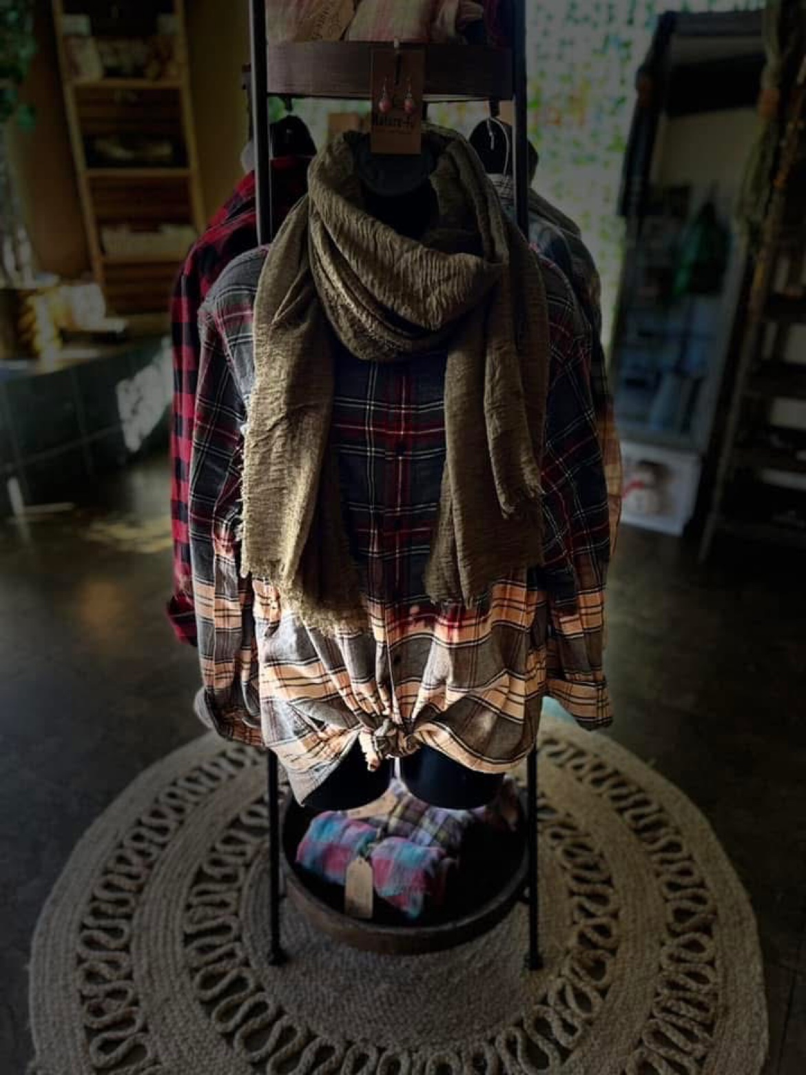 Flannel and scarf boutique outfit