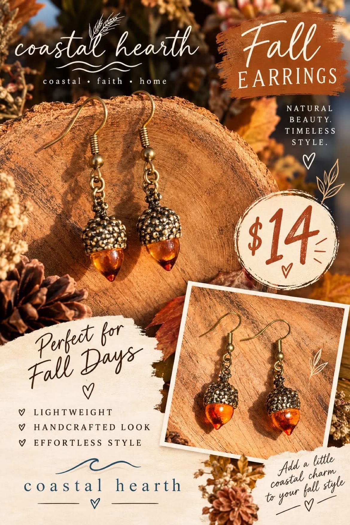 Fall acorn earrings โ $14