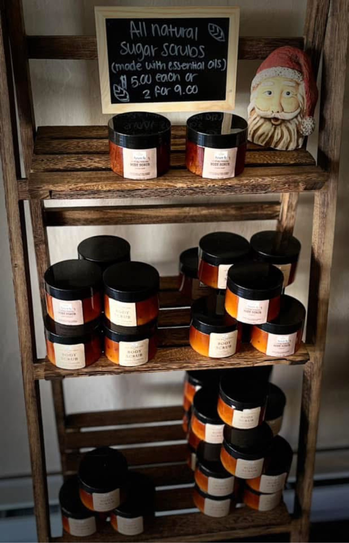 All-natural sugar scrubs display
