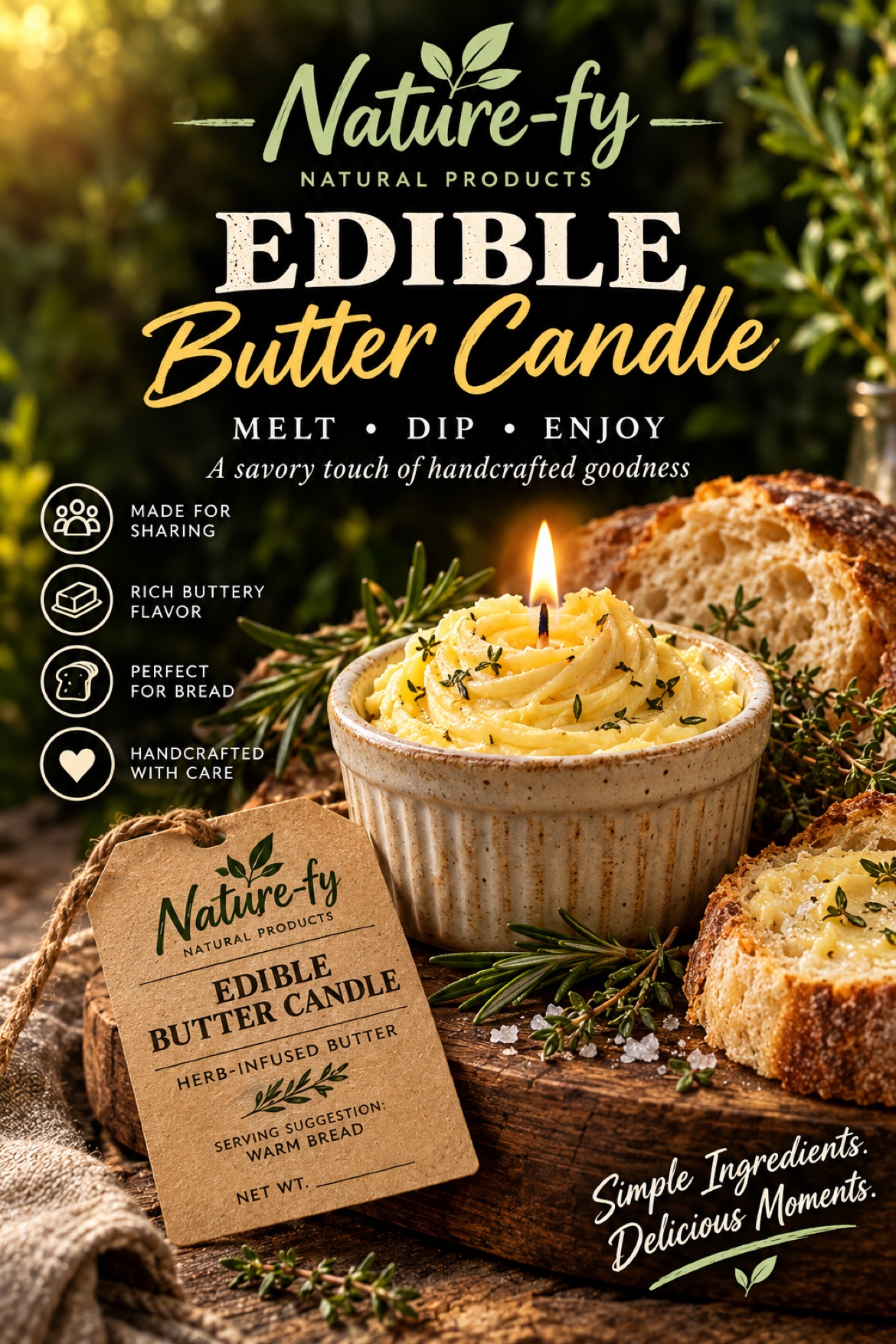 Nature-Fy Edible Butter Candle โ herb-infused butter